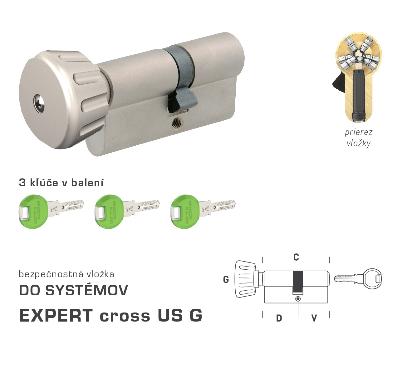 DK - EXPERT cross US G - s gombíkom D 60 + V 60 mm