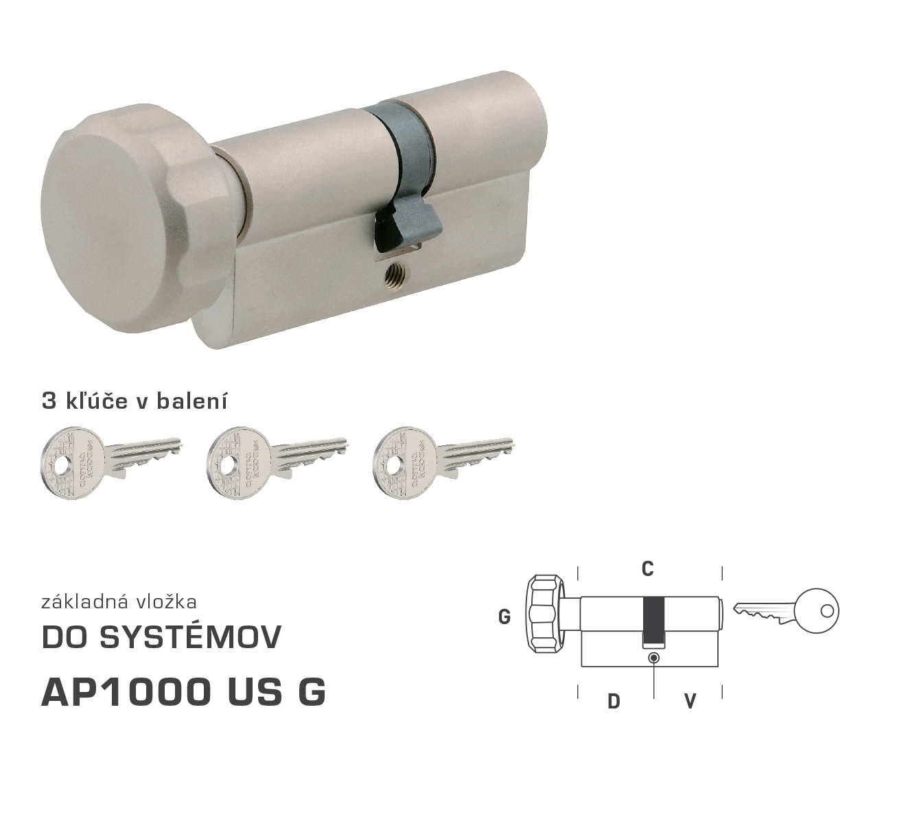 DK - AP1000 US G - s gombíkom D 30 + V 30 mm