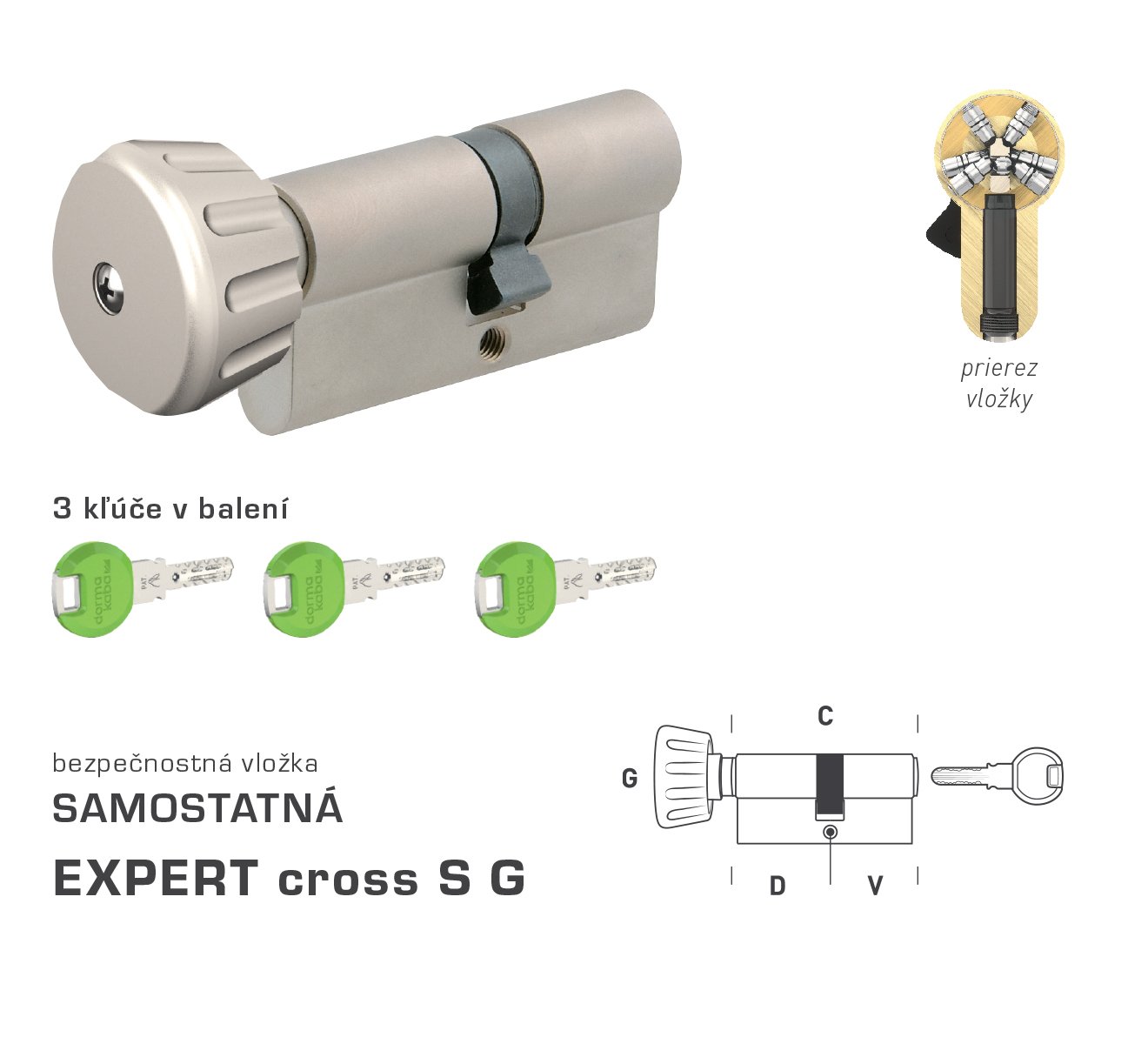 DK - EXPERT cross S G - s gombíkom D 60 + V 70 mm