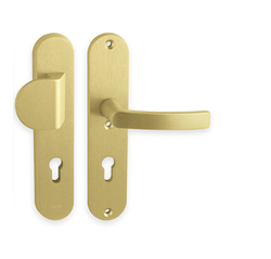 Kľučky na bezpečnostných oválnych štítoch bez prekrytia vložky Zlatý AXA