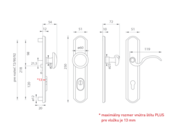 Kľučky na spevnených rustikálnych štítoch s prekrytím vložky Bronzový Mariani