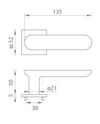 Kľučky na hranatých rozetách Medený Tupai