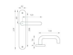 Kľučky na oválnych štítoch Strieborný BA