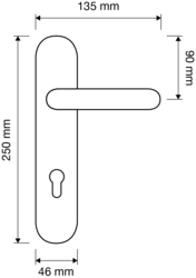 Kľučky na oválnych štítoch Strieborný LINEA CALI