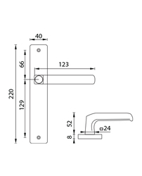 Kľučky na hranatých štítoch Strieborný URFIC