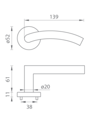 Kľučky na okrúhlych rozetách Strieborný Tupai