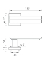 Kľučky na hranatých rozetách Strieborný Tupai