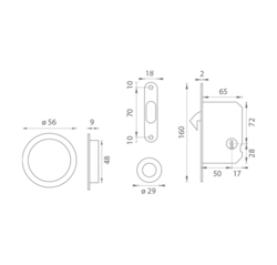 Sety - Zámky, mušle a madielka na posuvné drevené dvere Strieborný ATZ