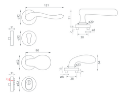 Kľučky na spevnených okrúhlych rozetách s prekrytím vložky Zlatý Mariani