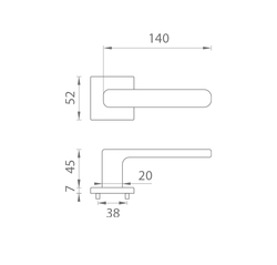 Kľučky na hranatých rozetách Strieborný APRILE