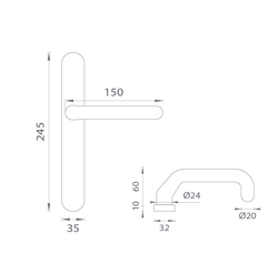 Kľučky na oválnych štítoch Strieborný JNF