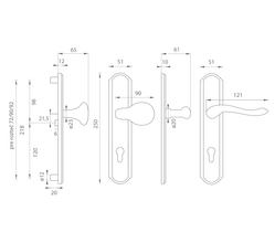 Kľučky na spevnených rustikálnych štítoch bez prekrytia vložky Bronzový Mariani