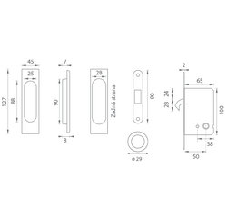 Sety - Zámky, mušle a madielka na posuvné drevené dvere Strieborný ATZ