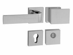 Kľučky na bezpečnostných hranatých rozetách s prekrytím vložky Strieborný Tupai