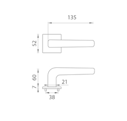 Kľučky na hranatých rozetách Strieborný APRILE