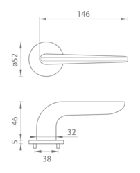 Kľučky na okrúhlych rozetách Strieborný Tupai