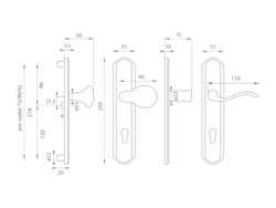 Kľučky na spevnených rustikálnych štítoch bez prekrytia vložky Sivý Mariani