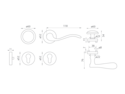 Kľučky na spevnených okrúhlych rozetách bez prekrytia vložky Bronzový Mariani