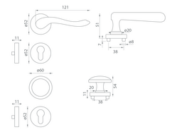 Kľučky na spevnených okrúhlych rozetách bez prekrytia vložky Zlatý Mariani