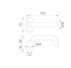 Kľučky na oválnych úzkych rozetách Strieborný JNF