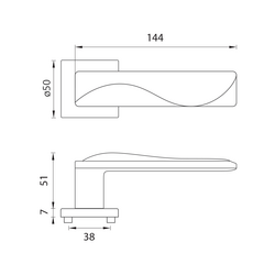 Kľučky na hranatých rozetách Zlatý LINEA CALI