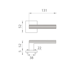 Kľučky na hranatých rozetách Strieborný APRILE