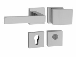 Kľučky na bezpečnostných hranatých rozetách s prekrytím vložky Strieborný Tupai