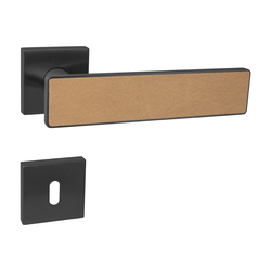 Kľučka na dvere JNF - FRAME CONTOUR 436 - HR CIM PVD - čierna matná/béžová koža (TB) | MP-KOVANIA.sk
