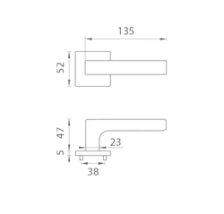 Kľučky na hranatých rozetách Sivý APRILE