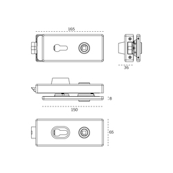 Zámky na sklenené dvere Strieborný JNF