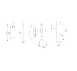 Sety - Zámky, mušle a madielka na posuvné drevené dvere Strieborný FT