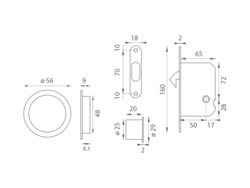 Sety - Zámky, mušle a madielka na posuvné drevené dvere Čierny Tupai