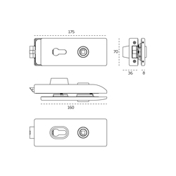 Zámky na sklenené dvere Strieborný JNF
