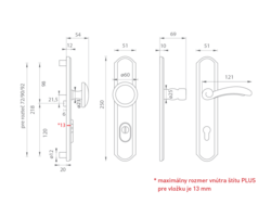 Kľučky na spevnených rustikálnych štítoch s prekrytím vložky Bronzový Mariani