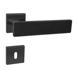 Kľučka na dvere JNF - FRAME CONTOUR 436 - HR CIM PVD - čierna matná/čierna koža (TB) | MP-KOVANIA.sk