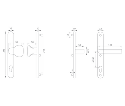 Kľučky na spevnených oválnych štítoch bez prekrytia vložky Strieborný LR