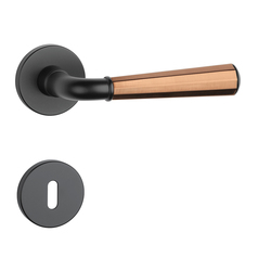 Kľučka na dvere ASM - MARIGOLD 3 - R 7S CIM/MEM/CIM - čierna matná/meď matná/čierna matná (BK/PN/BK) | MP-KOVANIA.sk
