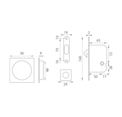 Sety - Zámky, mušle a madielka na posuvné drevené dvere Strieborný ATZ