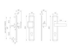 Kľučky na spevnených hranatých štítoch bez prekrytia vložky Kombinovaný Mariani