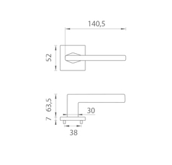 Kľučky na hranatých rozetách Strieborný APRILE