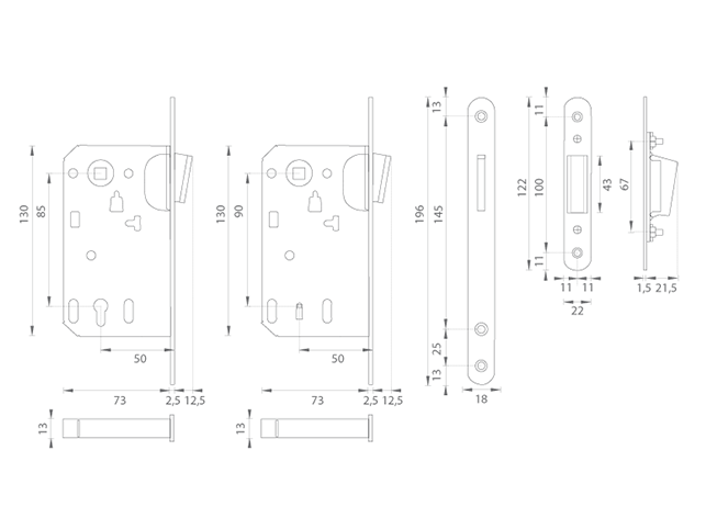 TI - Magnetický zámok 2868 PZ 85 CHL - chróm lesklý (03)