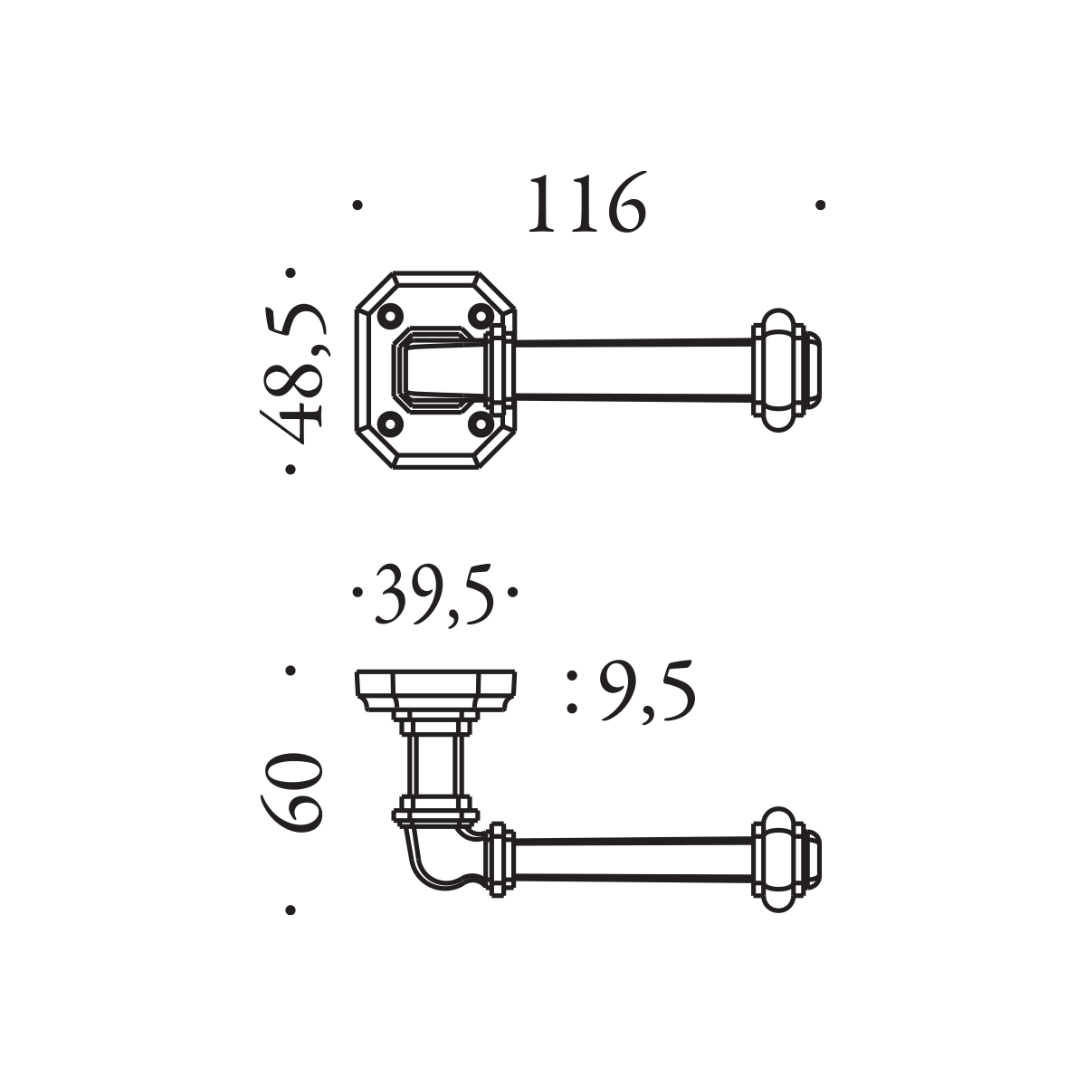 Kľučka na dvere CB - BUSIRI KBU11 - HR  bez spodnej rozety|kľučka/kľučka