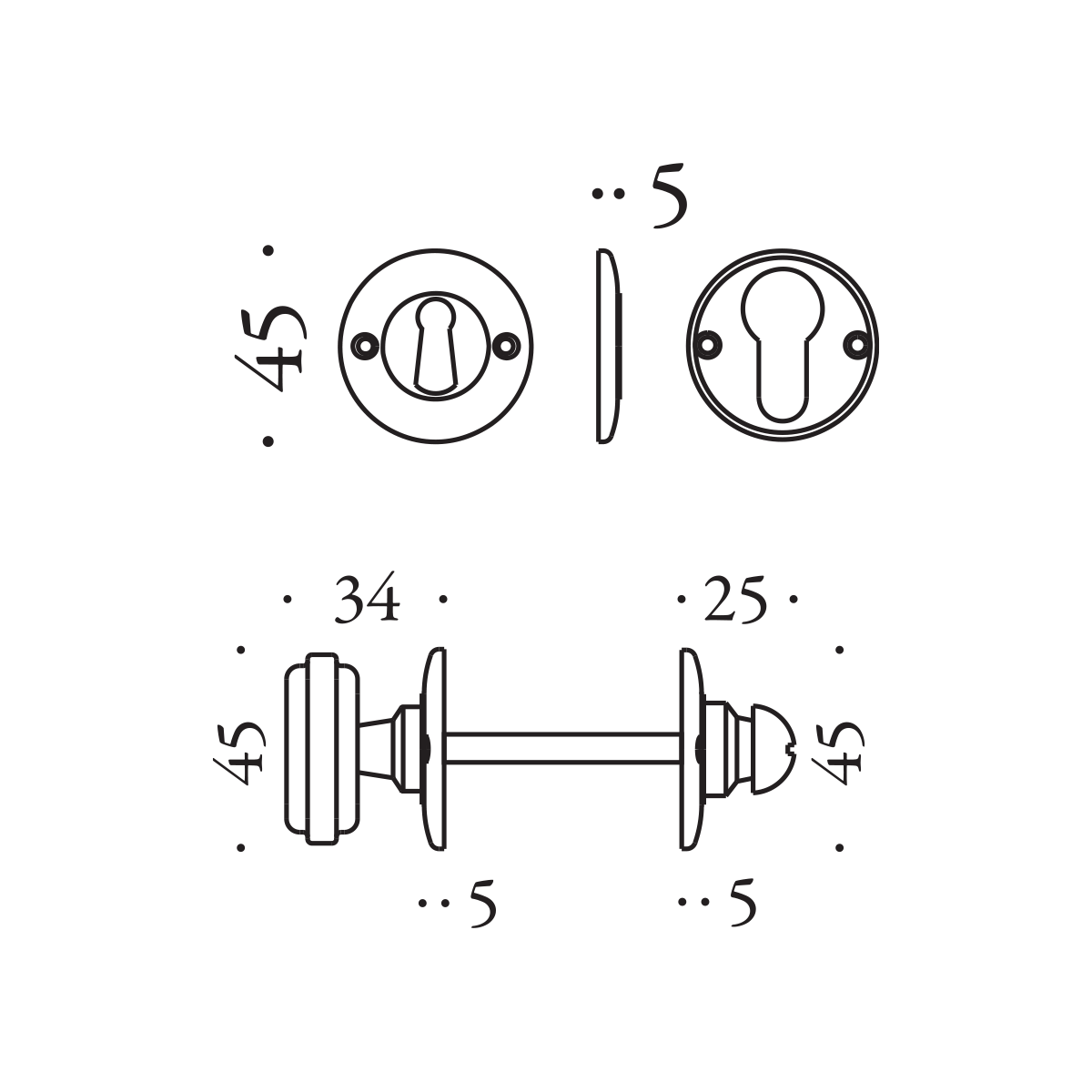 Kľučka na dvere CB - FIRENZE KOT21 - R  rozety WC|kľučka/kľučka