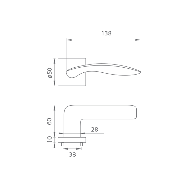 Kľučka na dvere FO - CORA - HR  bez spodnej rozety|kľučka/kľučka