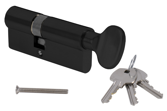MP - Stavebná cylindrická vložka s gombíkom AL cylindrická vložka s gombíkom 30/40G mm + 3x kľúč Čierna matná