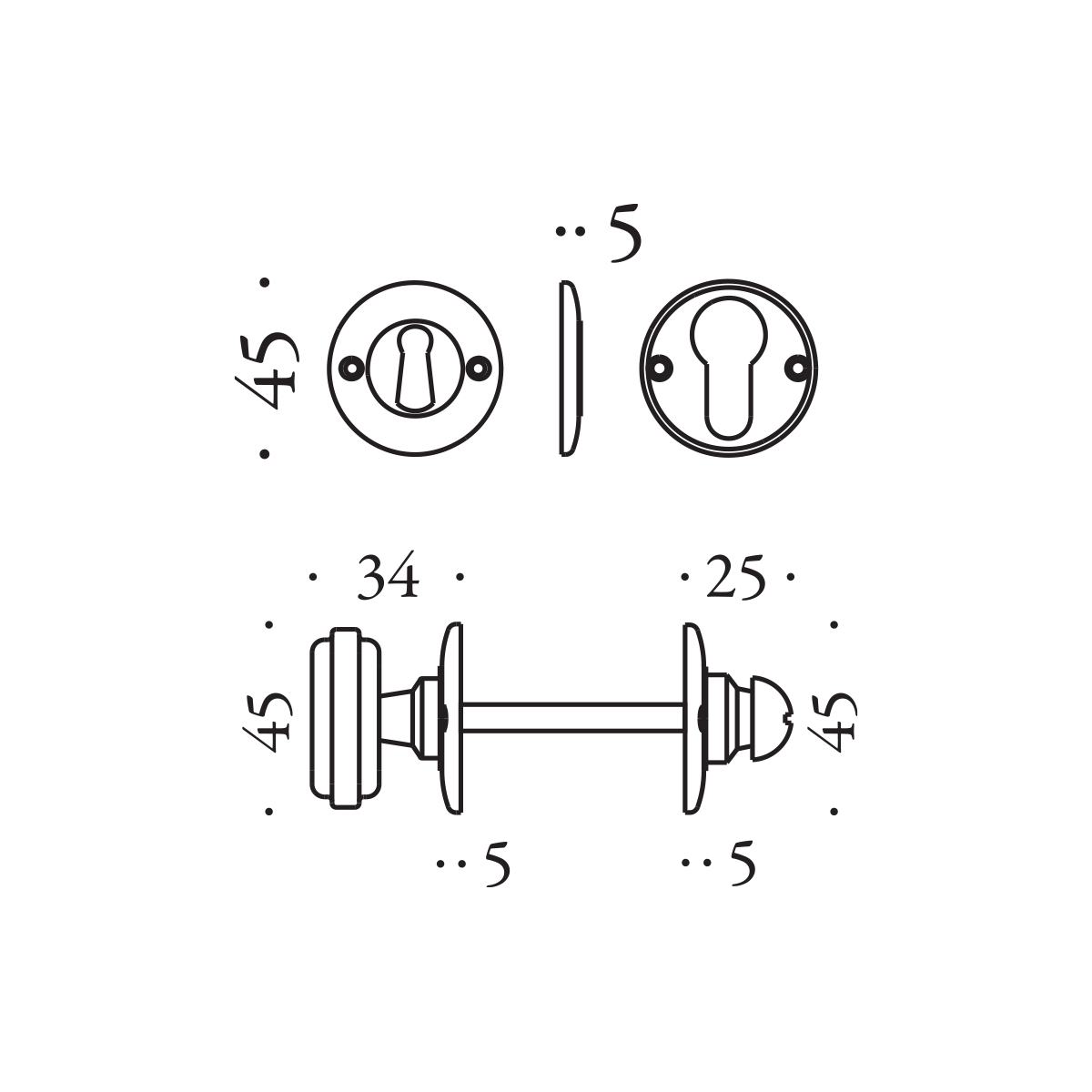 Kľučka na dvere CB - OTTOCENTO KOT11 - R  rozety BB|kľučka/kľučka