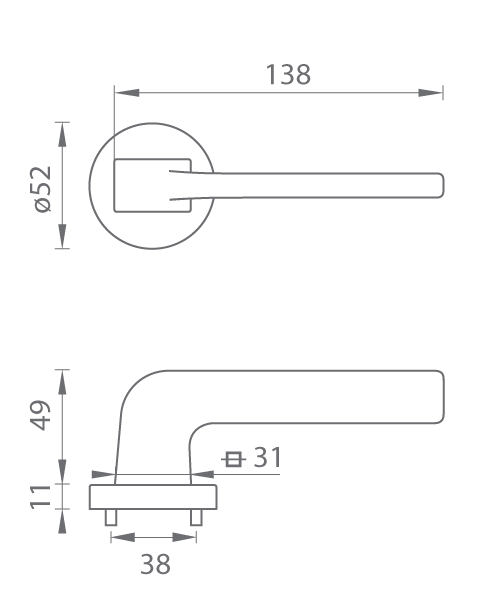 Kľučka na dvere TI - DARA - R 4007  bez spodnej rozety|kľučka/kľučka