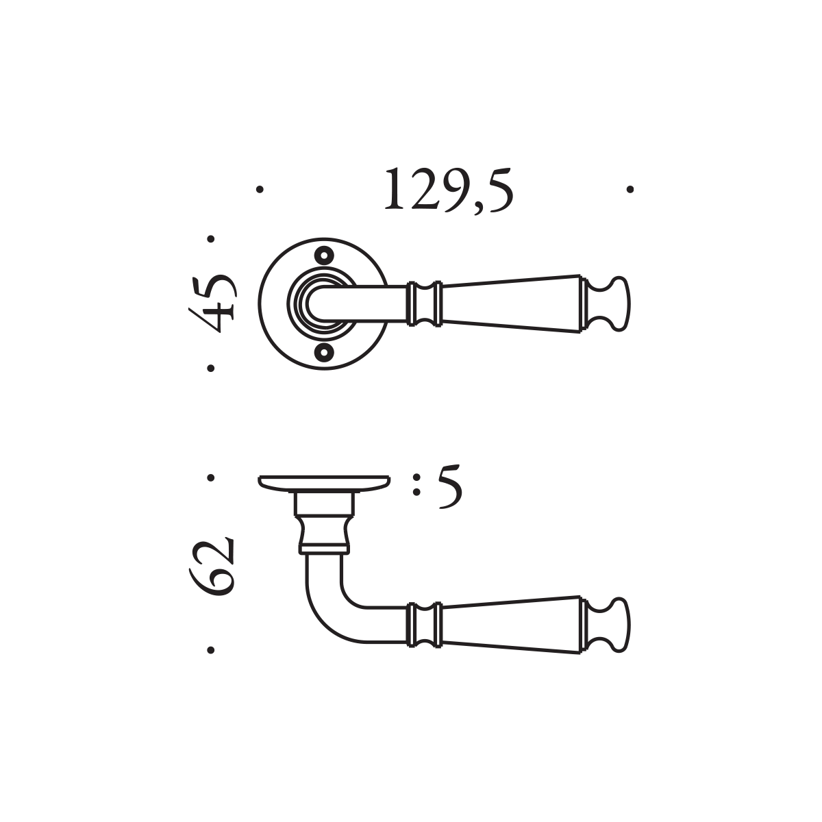 Kľučka na dvere CB - OTTOCENTO KOT11 - R  rozety BB|kľučka/kľučka