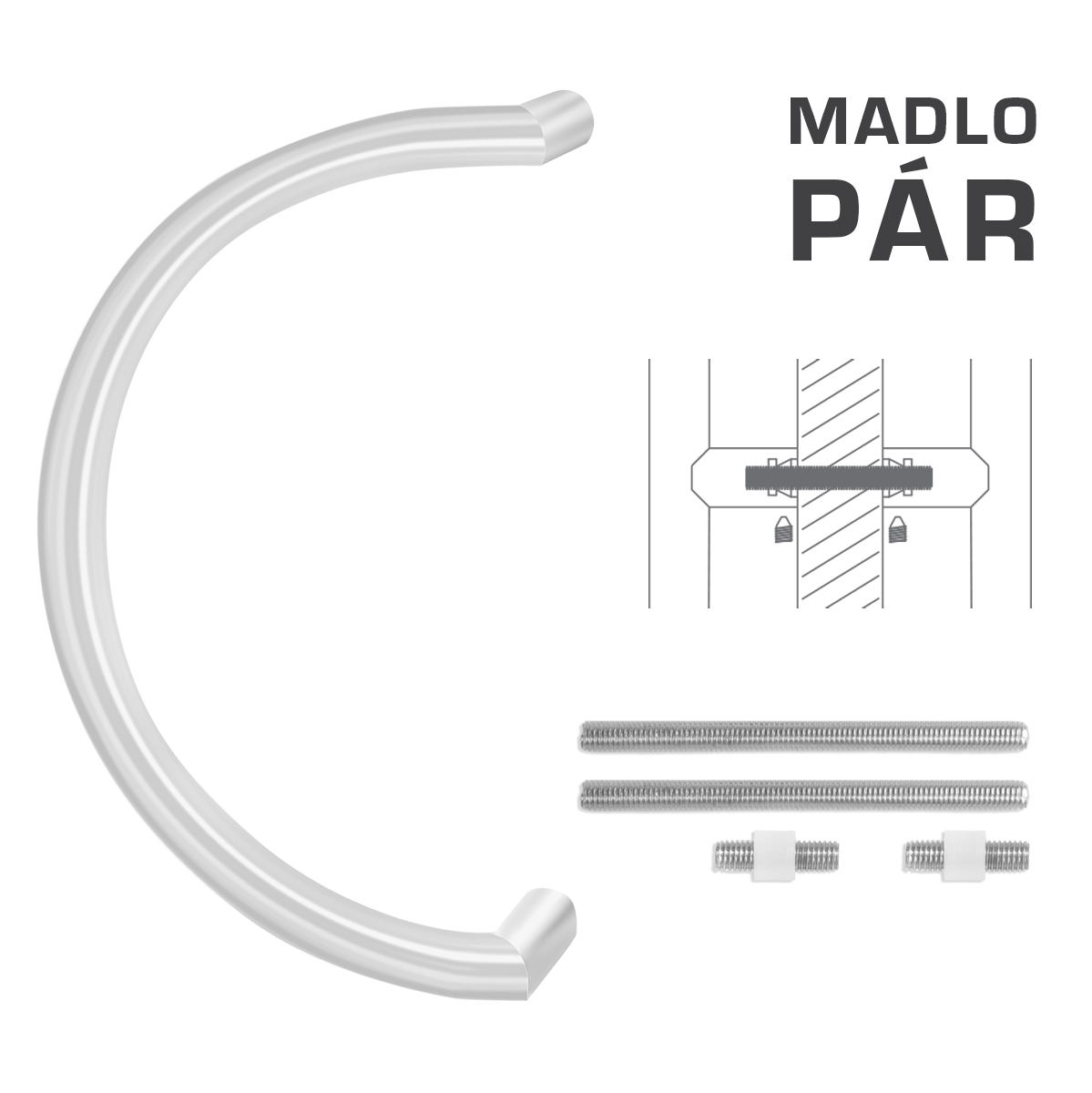 Madlo na dvere FT - MADLO kód K16 Ø 30 mm UN pár BIM - biela matná (FBO) | MP-KOVANIA.sk