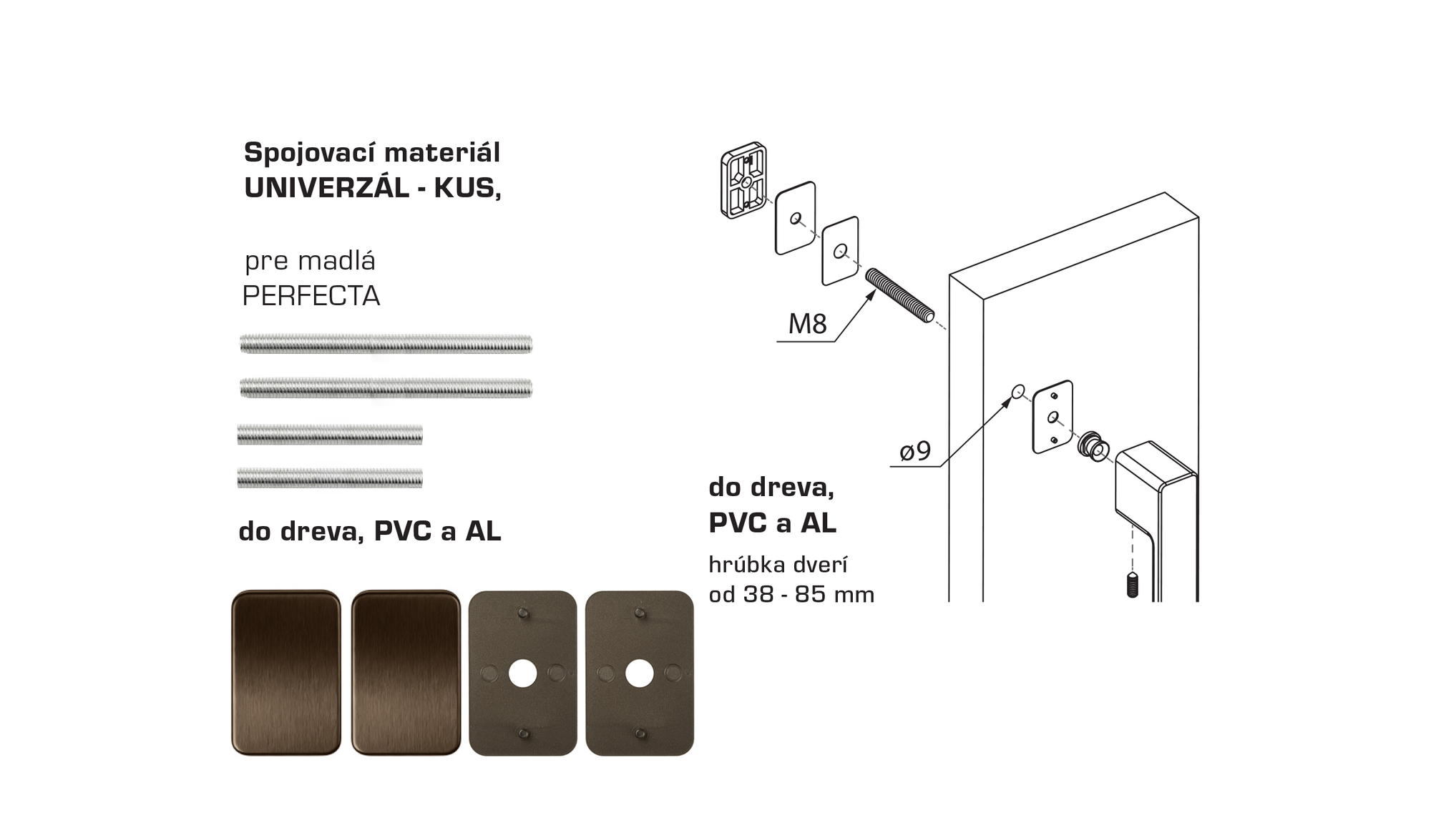 Spojovací materiál pre madlo MPK - PERFECTA Spojovací materiál UNIVERZÁL pre MADLO ks HNM - hnedá matná | MP-KOVANIA.sk